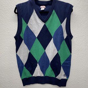 Ben Hogan Argyle Diamond Golf Vest Lg. 100% Cotton Blue/White